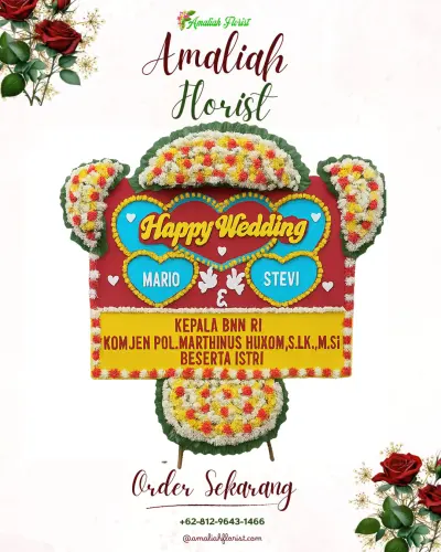 Karangan Papan Bunga Pernikahan di Jakamulya